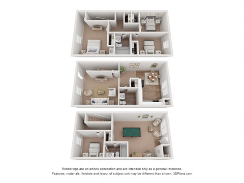 The Colonial Floor Plan at Hyde Park Townhomes, PRG Real Estate Management, Chester, VA, 23831